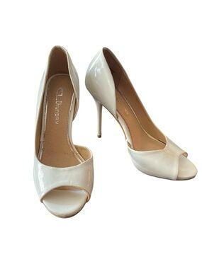 CL by Laundry Cream Patent Peep-Toe Stiletto Pumps